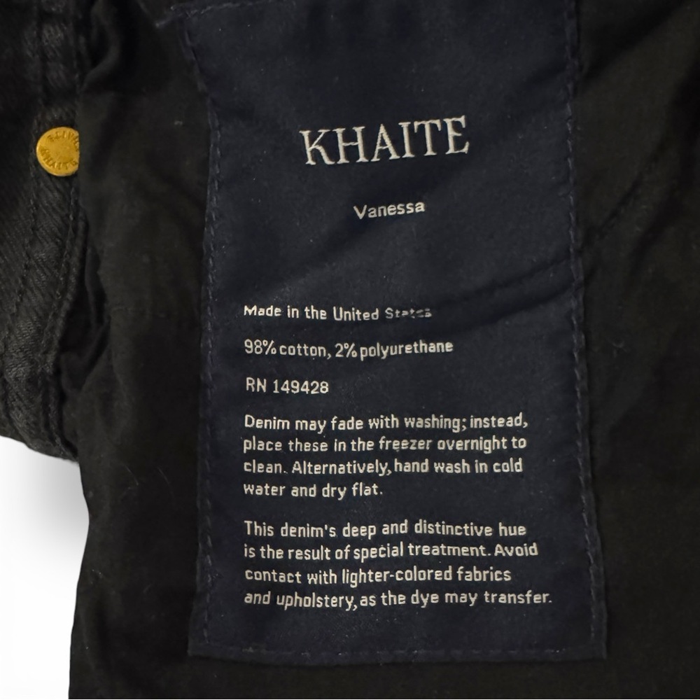 KHAITE High-Rise Slim Straight Premium Denim Vanessa Jeans - Washed Black Sz 27 - Picture 6 of 11
